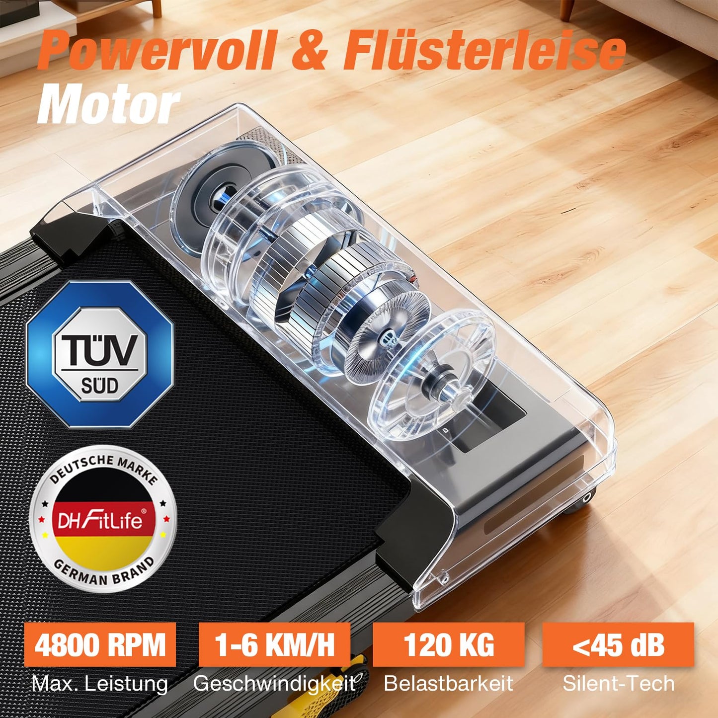 DH FitLife Walking Pad – 2026 – 1–6 km/h – 0–6 % Steigung – Steuerung über App