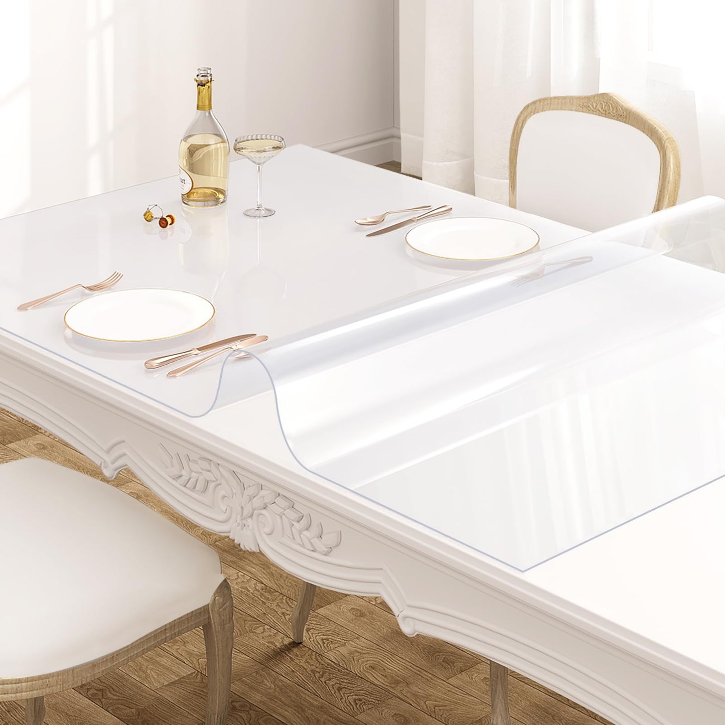 WOLTU Tischschutzfolie – PVC – Transparent – Hochglanz – 1 mm – 90 x 160 cm – Wasserdicht