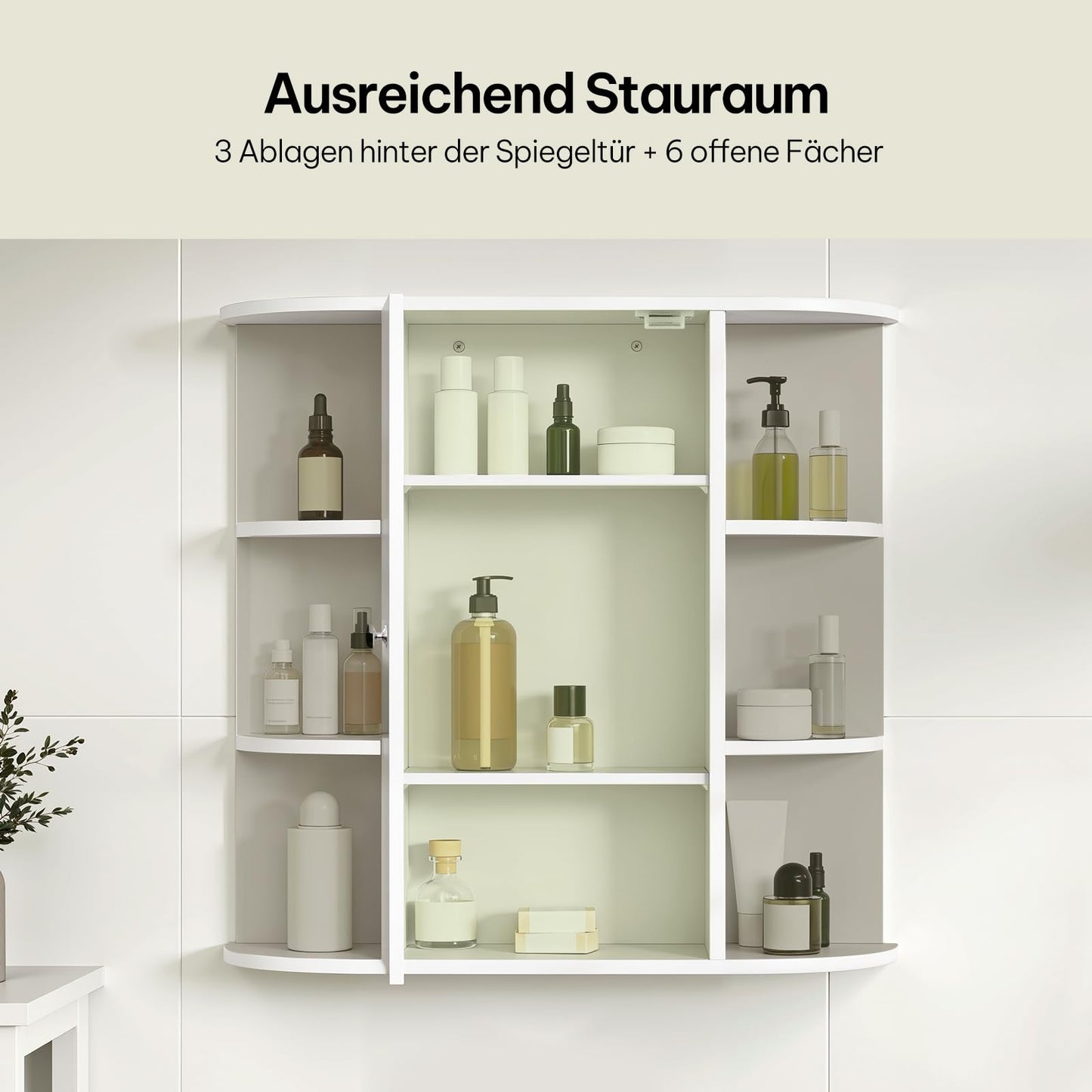 Esituro Spiegelschrank – 60 x 58 x 16 cm – Wandschrank – MDF – Weiß
