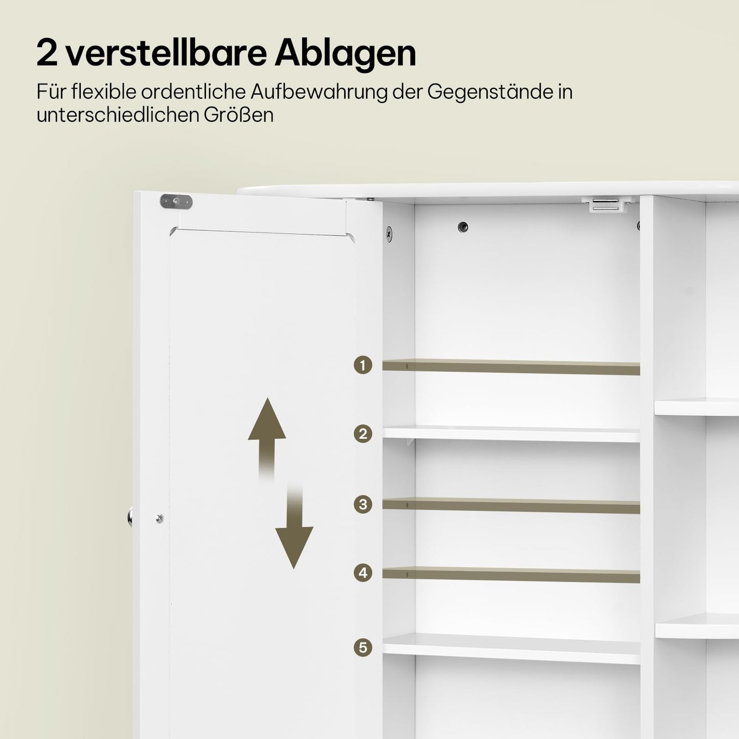 Esituro Spiegelschrank – 60 x 58 x 16 cm – Wandschrank – MDF – Weiß