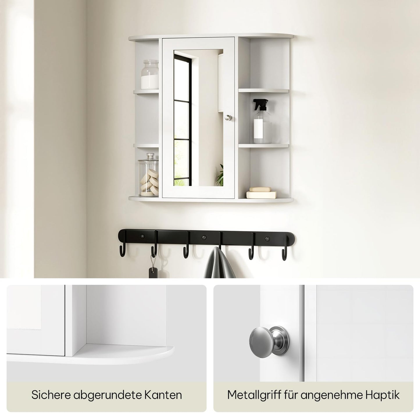 Esituro Spiegelschrank – 60 x 58 x 16 cm – Wandschrank – MDF – Weiß