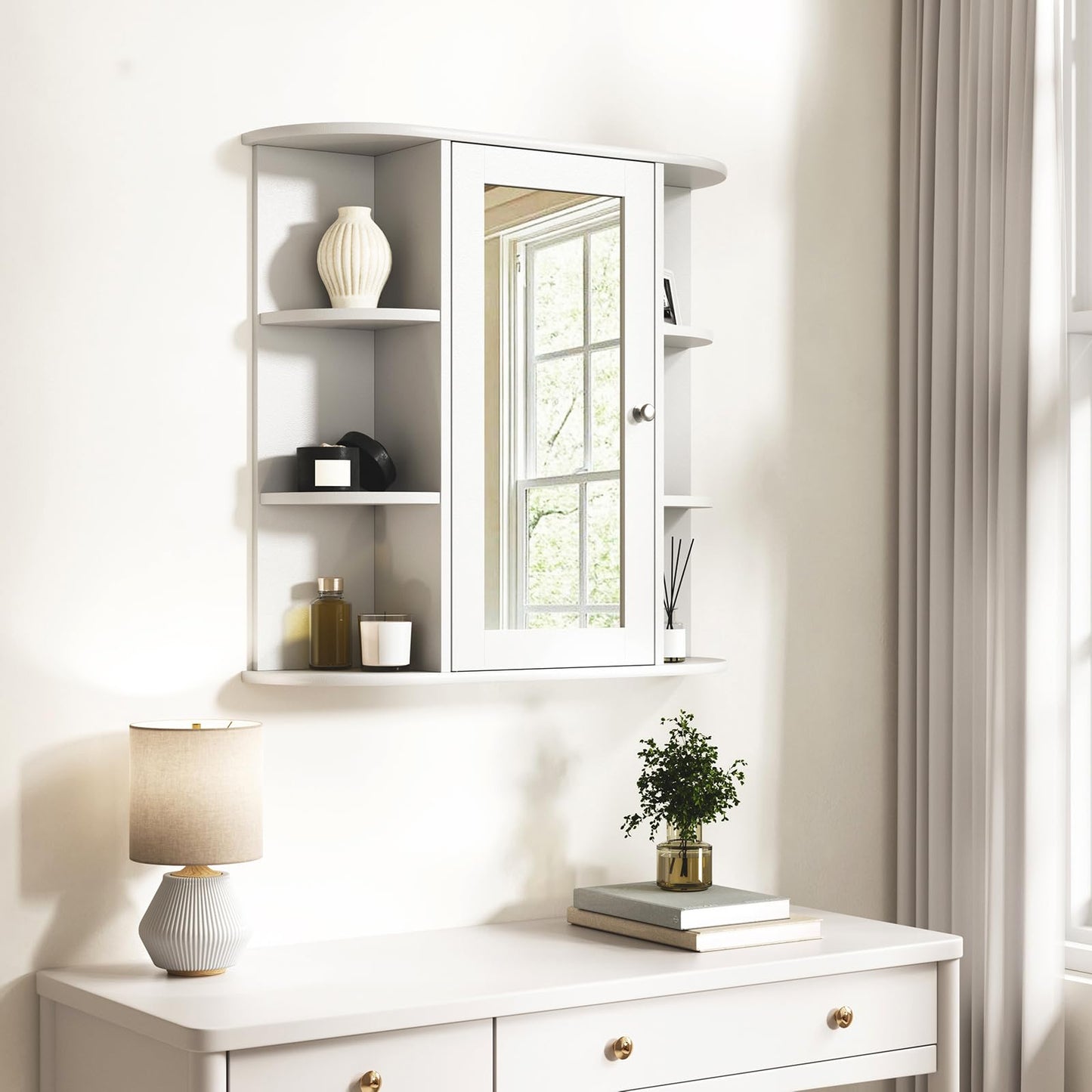 Esituro Spiegelschrank – 60 x 58 x 16 cm – Wandschrank – MDF – Weiß
