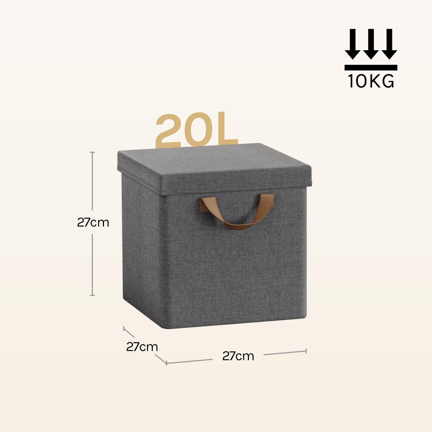Woltu Aufbewahrungsboxen-Set – 3 Stück – 27 x 27 x 27 cm – zusammenklappbar – grau