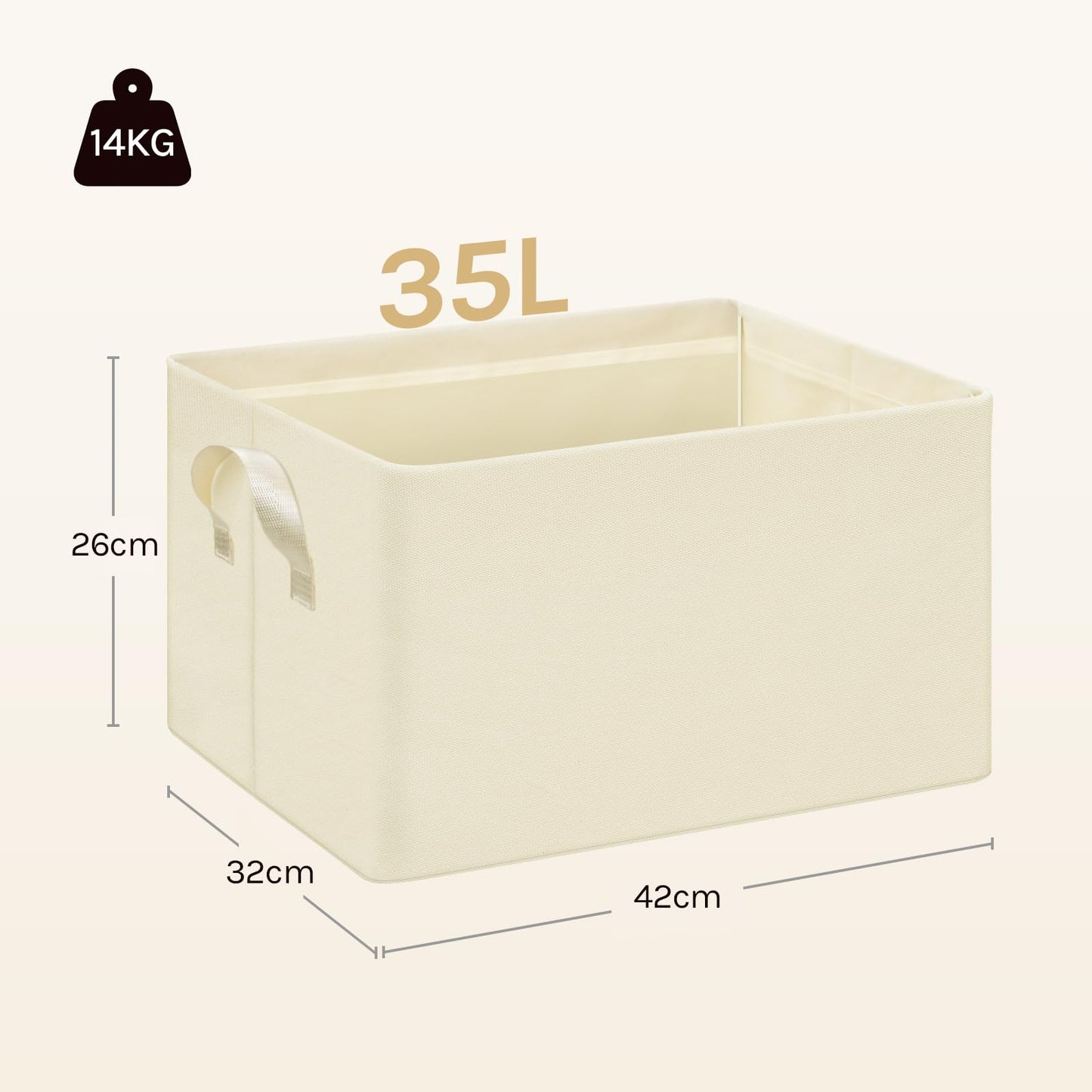Woltu Aufbewahrungsboxen-Set – 3 Stück – 42 x 26 x 32 cm – zusammenklappbar – Creme