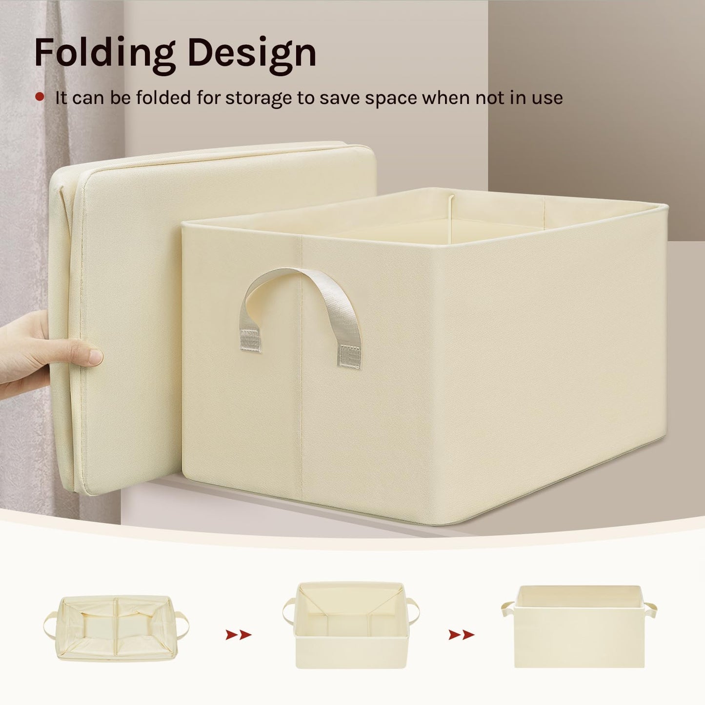 Woltu Aufbewahrungsboxen-Set – 3 Stück – 42 x 26 x 32 cm – zusammenklappbar – Creme