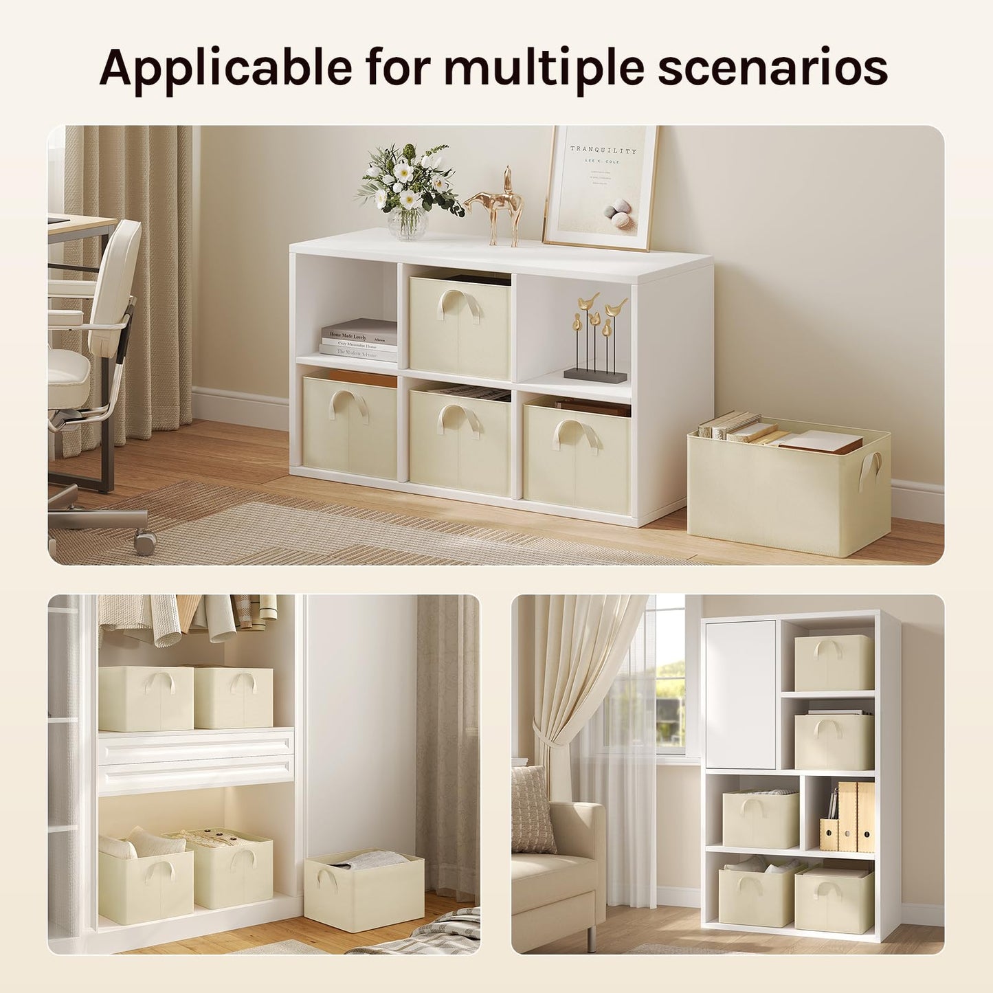 Woltu Aufbewahrungsboxen-Set – 3 Stück – 42 x 26 x 32 cm – zusammenklappbar – Creme