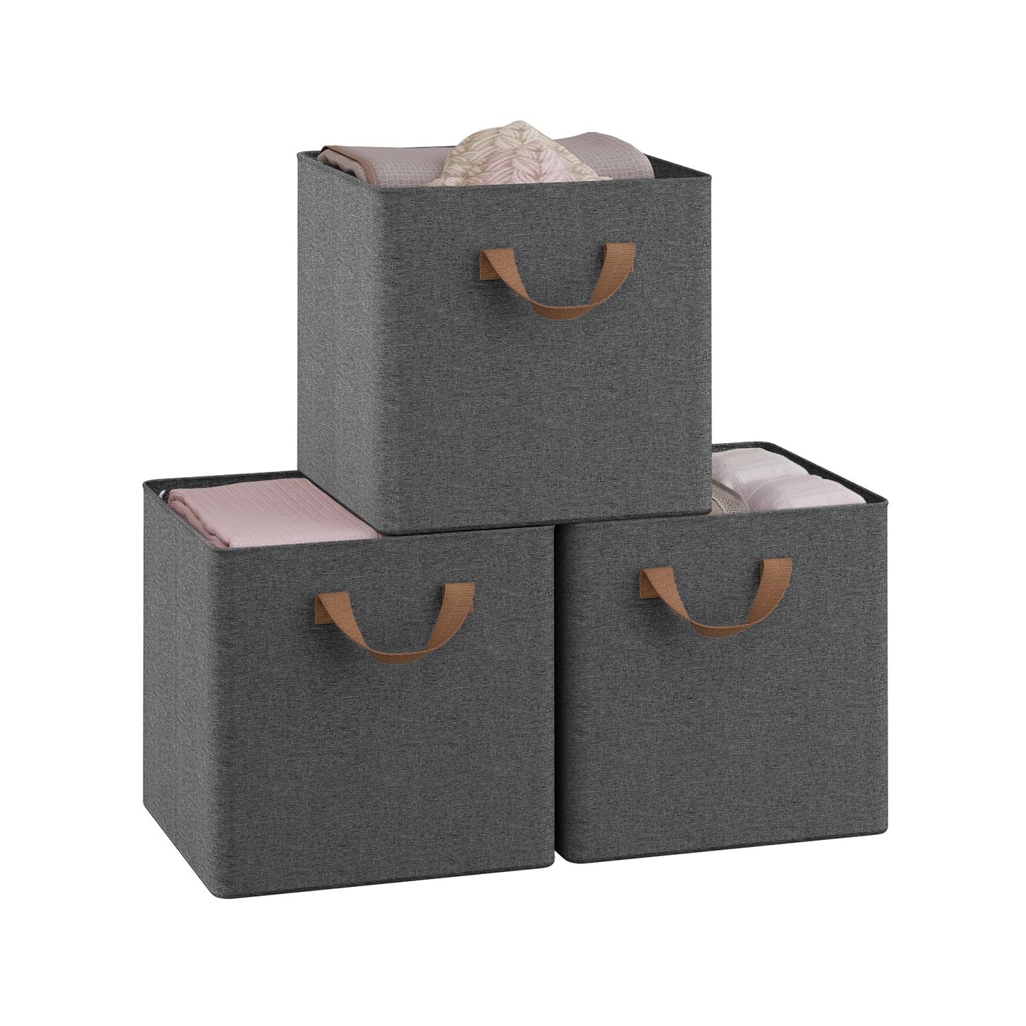Woltu Aufbewahrungsboxen-Set – 3 Stück – 29 x 29 x 28 cm – zusammenklappbar – grau