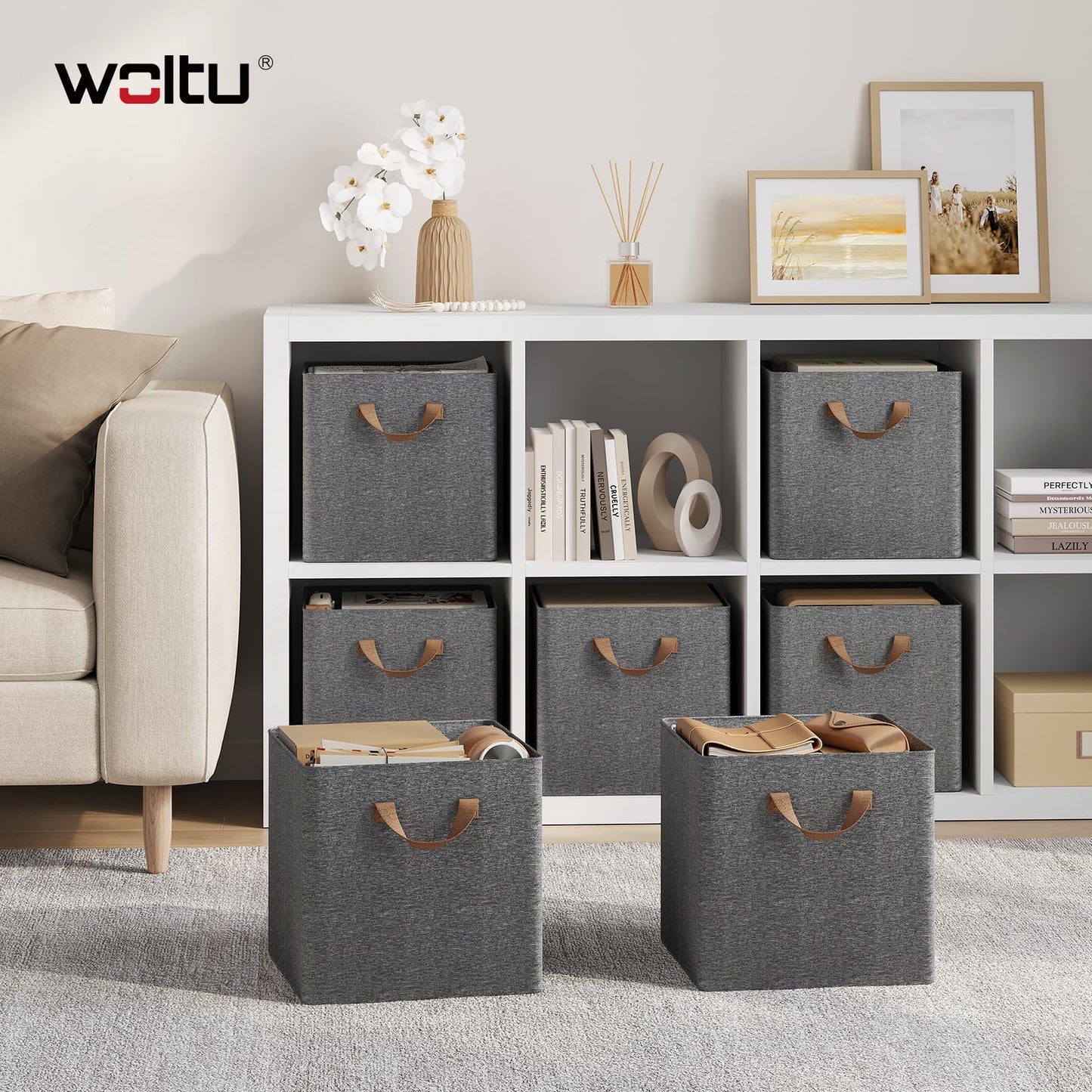 Woltu Aufbewahrungsboxen-Set – 3 Stück – 29 x 29 x 28 cm – zusammenklappbar – grau