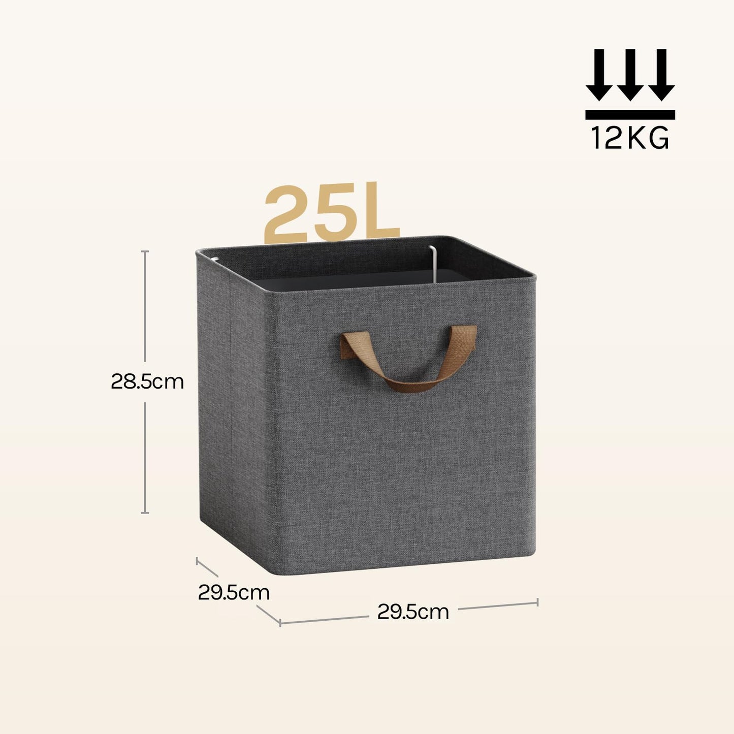Woltu Aufbewahrungsboxen-Set – 3 Stück – 29 x 29 x 28 cm – zusammenklappbar – grau