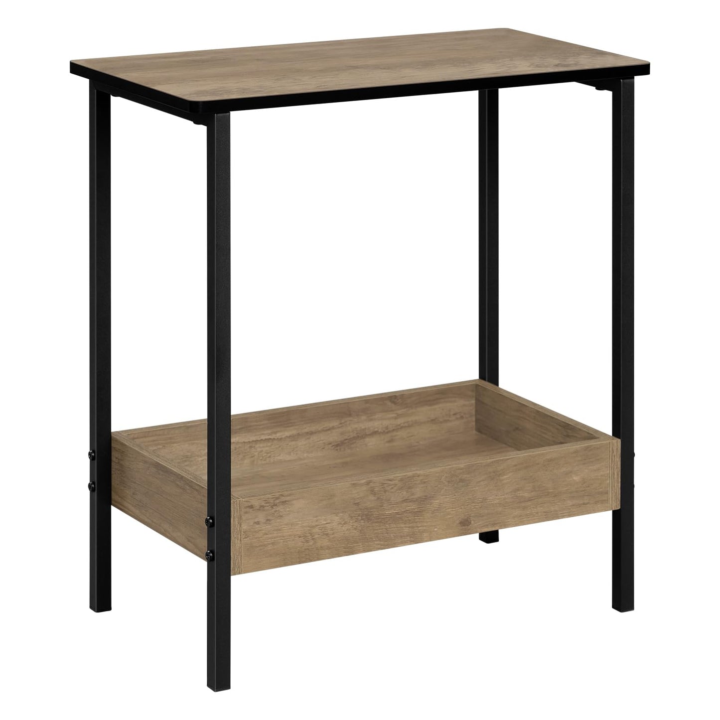 Woltu Beistelltisch – 50 x 55 x 25 cm – 2 Ablagen – Schwarz/Grau in Holzoptik