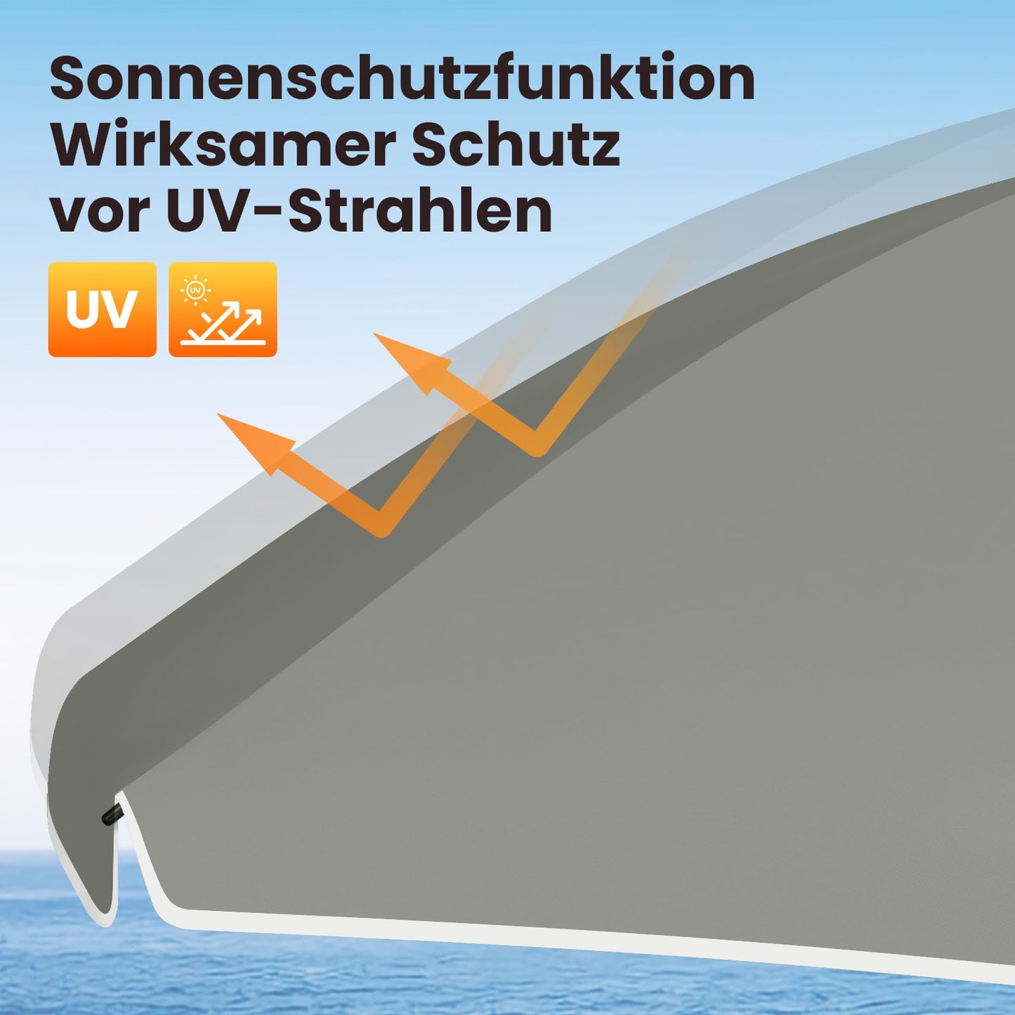 Woltu Sonnenschirm – 135 cm – rund – Balkon/Strand – neigbar – dunkelgrau
