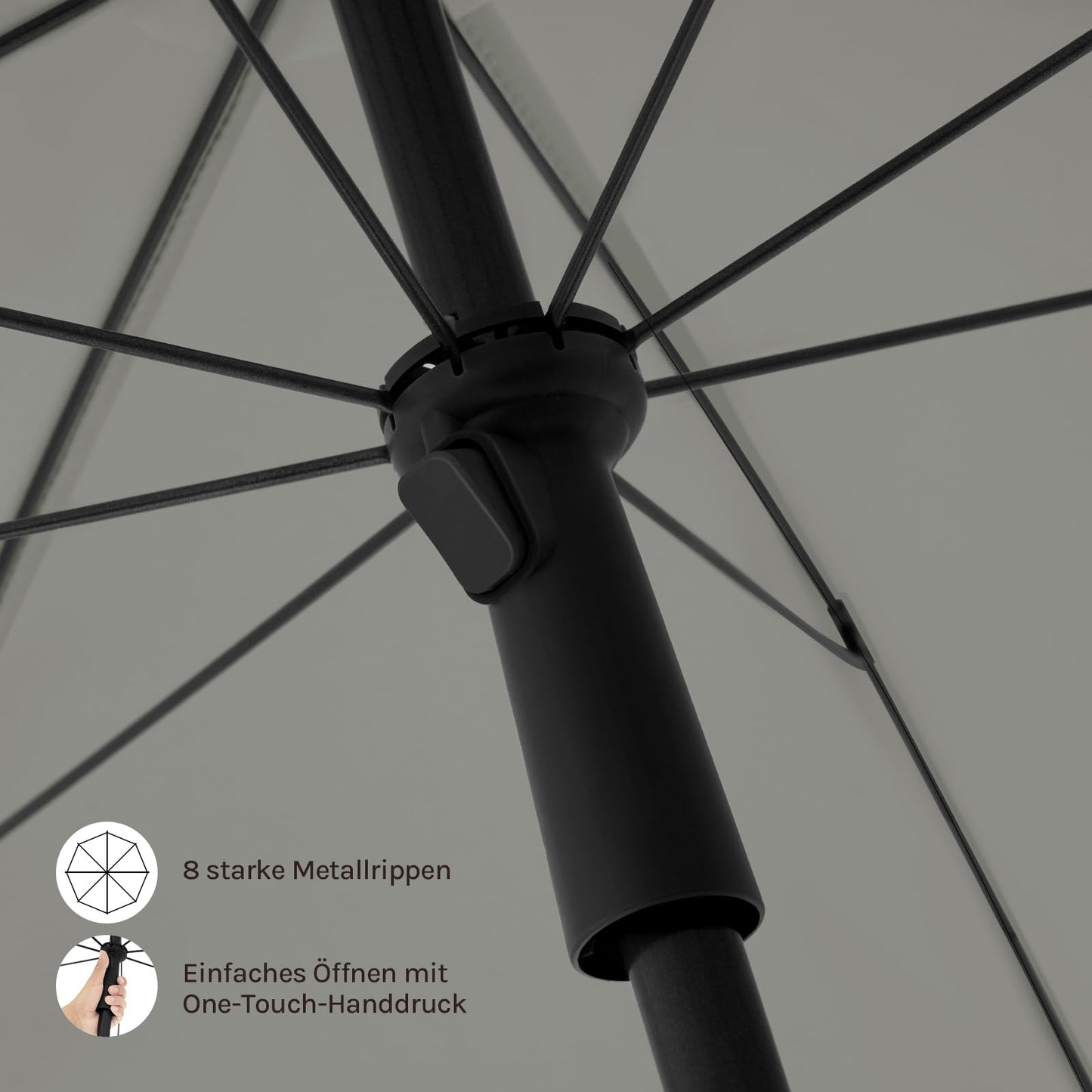 Woltu Sonnenschirm – 135 cm – rund – Balkon/Strand – neigbar – dunkelgrau