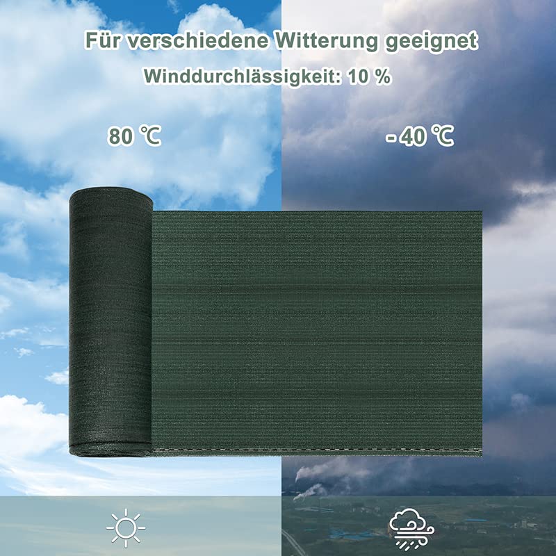 WOLTU Sichtschutz- und Schattennetz 1,5 x 25 m – HDPE 150 g/m² – Sichtschutz und Schattennetz 85 % – grün