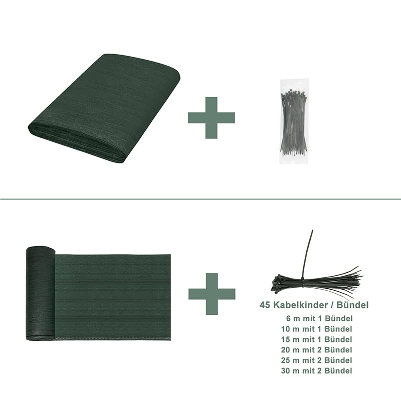 WOLTU Sichtschutz- und Schattennetz 1,5 x 25 m – HDPE 150 g/m² – Sichtschutz und Schattennetz 85 % – grün
