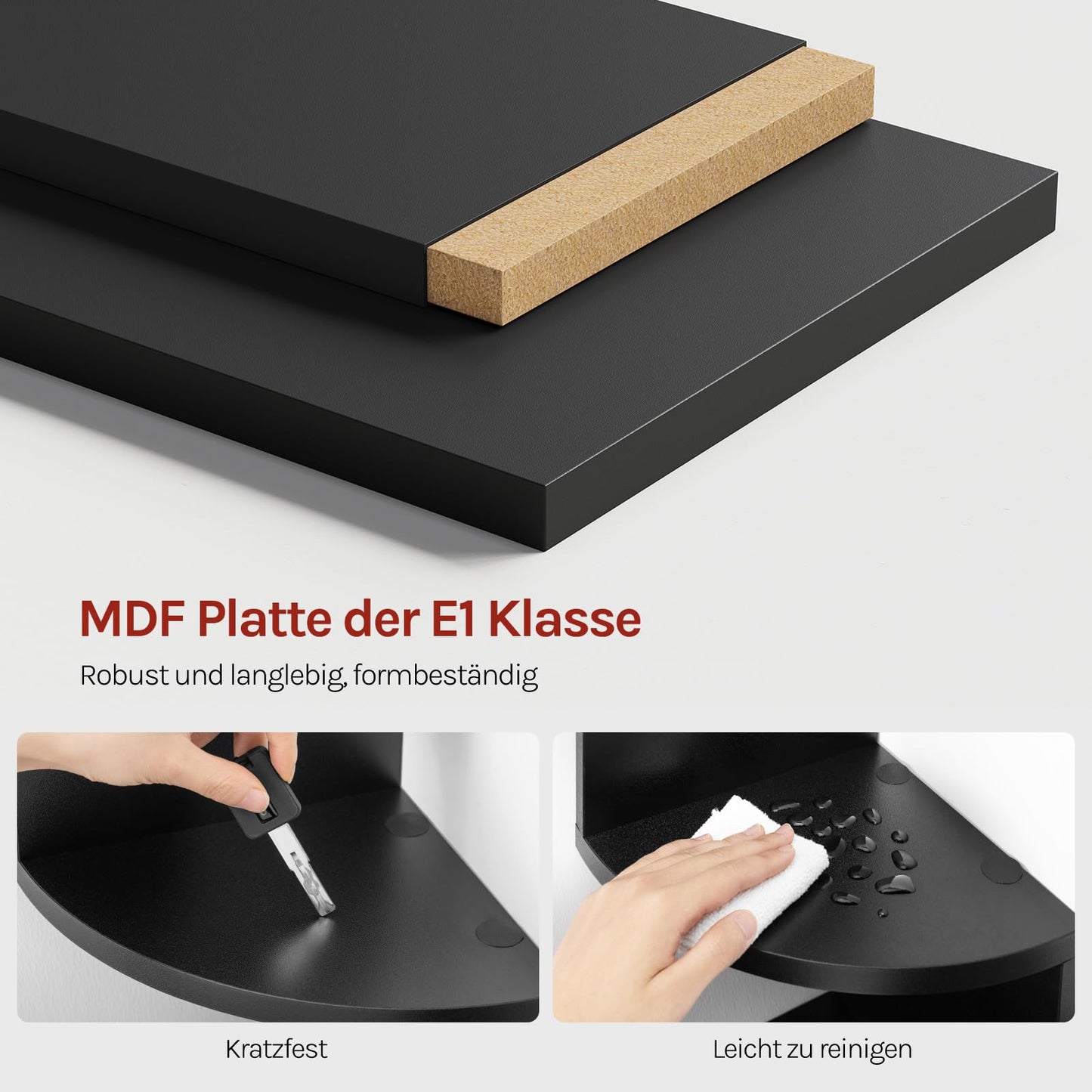 WOLTU Eck-Wandregal – schwarzes Zickzack-Wandregal – 5 Ebenen – 19,5 x 19,5 x 123 cm