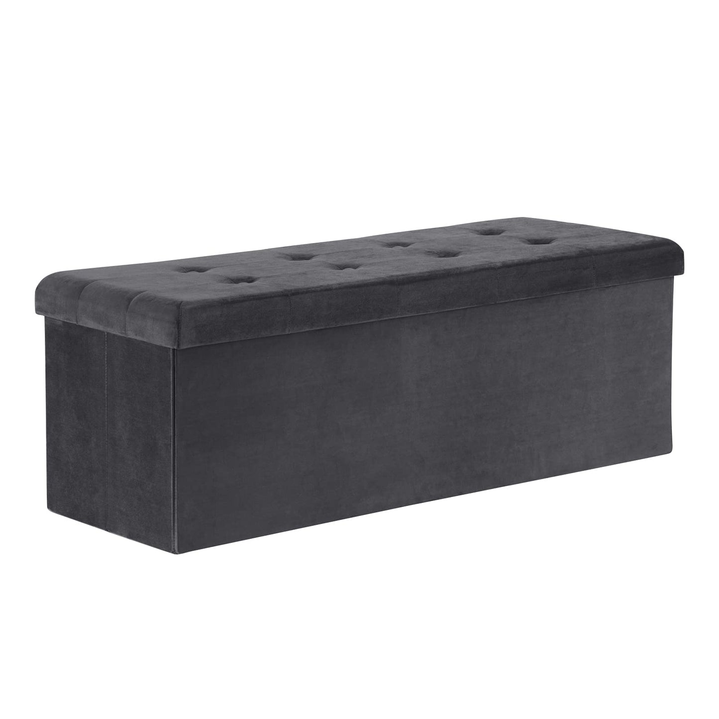 WOLTU Aufbewahrungsbank – 110 cm – 118 l Stauraum – klappbar – samtgrau – Belastbarkeit 300 kg