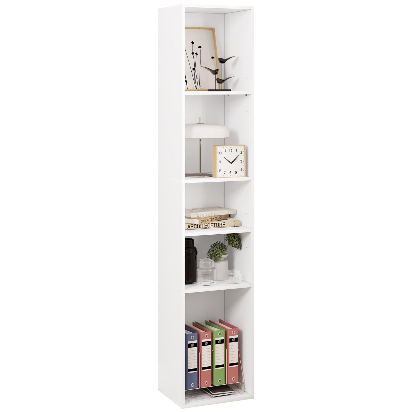 WOLTU SK034ws Bücherregal – offenes Regalsystem mit 5 Fächern – weiß – 30 x 151 x 26 cm