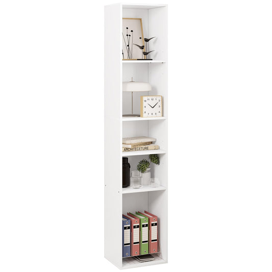 WOLTU SK034ws Bücherregal – offenes Regalsystem mit 5 Fächern – weiß – 30 x 151 x 26 cm