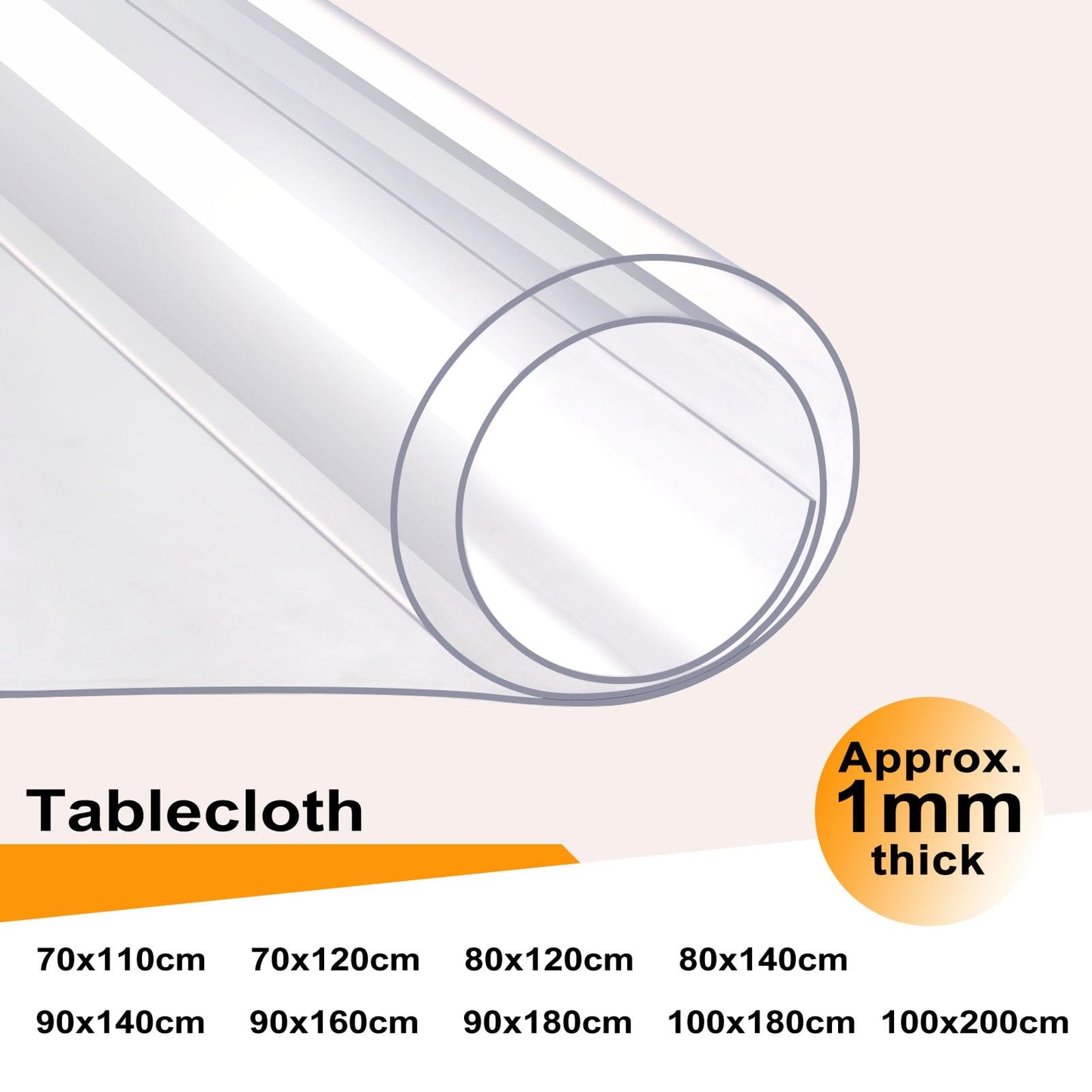 WOLTU transparente Tischschutzfolie – PVC hochglänzend – 1 mm dick – 100 x 180 cm