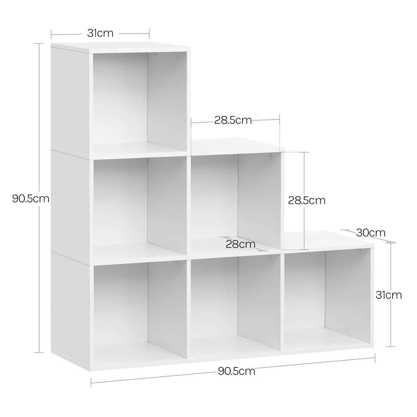 WOLTU SK061ws Regalschrank – 6 Fächer – weiß – 90,5 x 90,5 x 30 cm