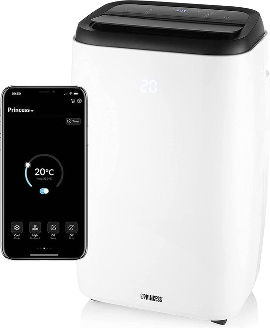 Princess 352900 – Mobile Klimaanlage – Klimaanlage mit Fernbedienung und App – Touchscreen – 80 m³ – 9000 BTU – Weiß