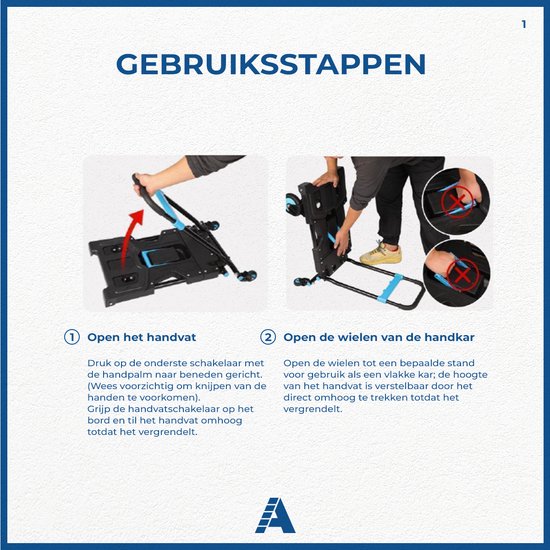 ALDORR 2-in-1 klappbarer Sackkarren und Transportwagen – Tragkraft des Transportwagens max. 150 kg und des Sackkarren max. 75 kg - Zusammenklappbarer Transportwagen – Zusammenklappbarer Möbelroller – Handwagen – Lagerwagen – Möbelroller