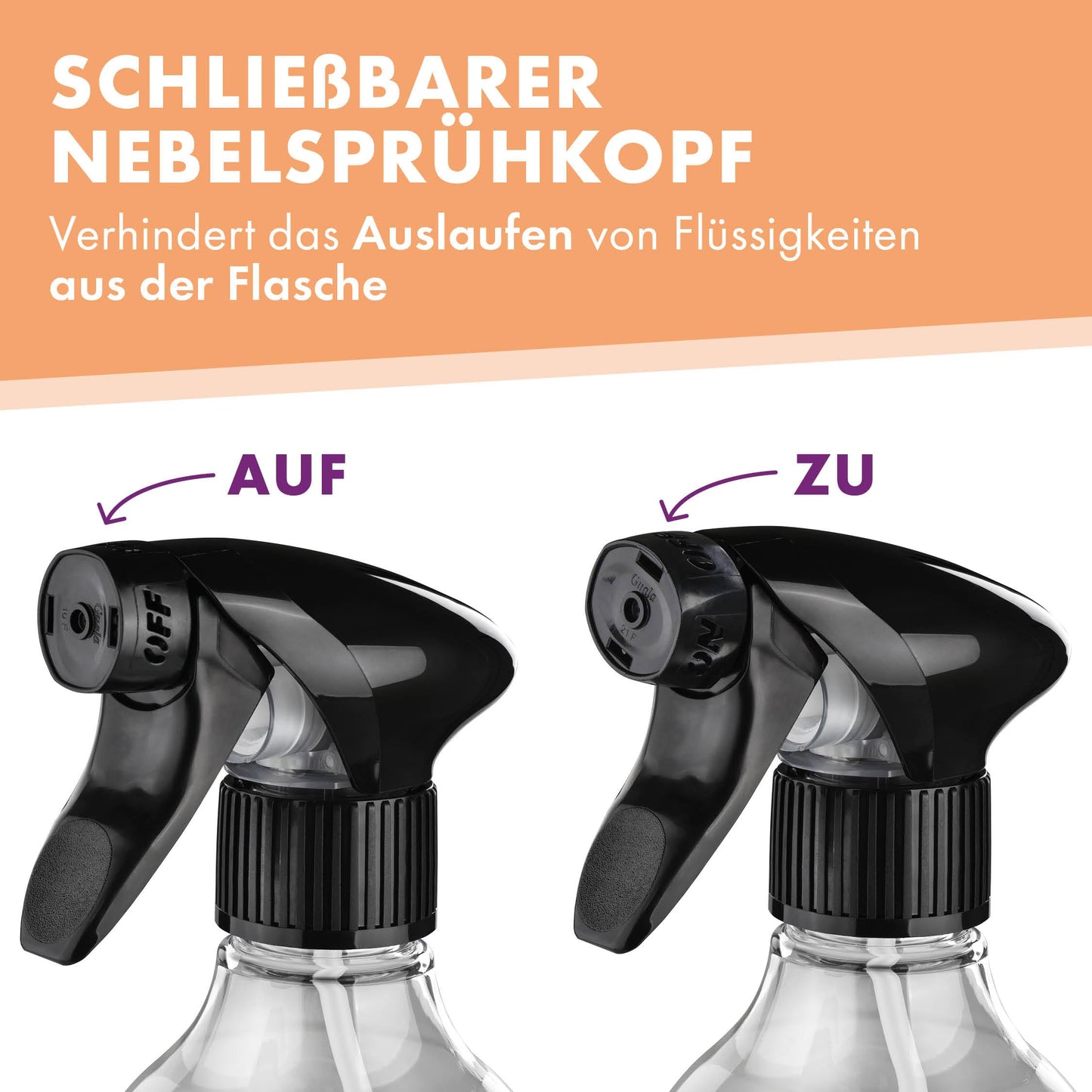 Lavandola LV-S-SF-750 – Sprühflaschen-Set, 3 Stück – 750 ml, transparent, PE – feiner Sprühnebel und auslaufsicher