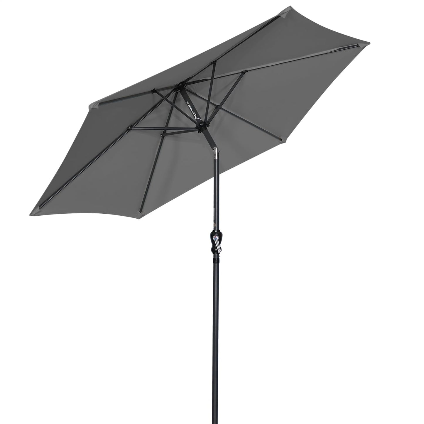 Angel Living Sonnenschirm 250 cm – runder Gartenschirm mit Kurbel und Neigungsfunktion – grau – Polyester UV 50+