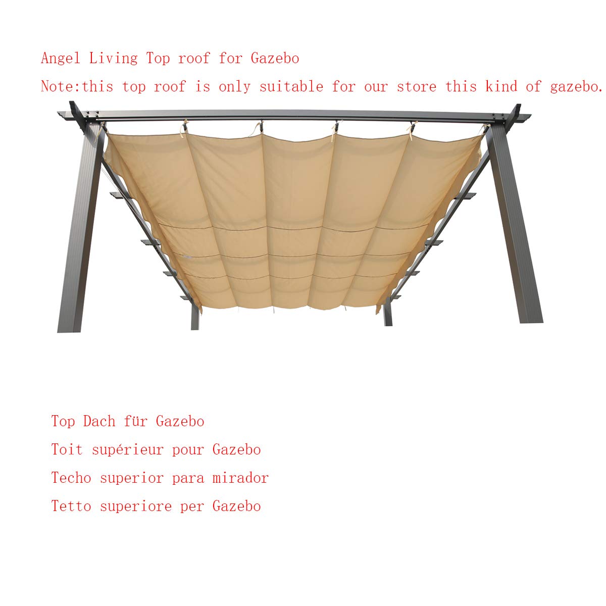 Angel Living Ersatz-Dachplane – Pergola und Pavillon – Polyester – 3 x 3 m – beige – 258 x 258 cm