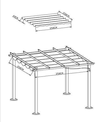 Angel Living Ersatz-Dachplane – Pergola und Pavillon – Polyester – 3 x 3 m – beige – 258 x 258 cm