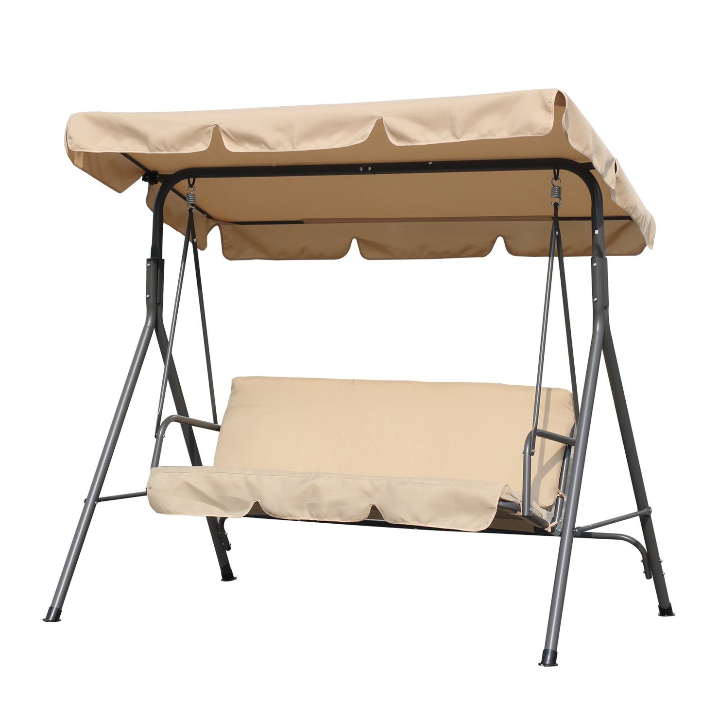 Angel Living Hollywood Gartenschaukel, 3-Sitzer, mit Sonnenschirm – beige – ca. 170 x 110 x 152 cm