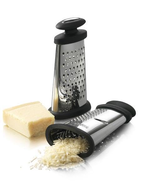 Boska Käsereibe – TrioFormaggio – Edelstahl – Kunststoff – 3 Reibflächen – Schwarz-Silber