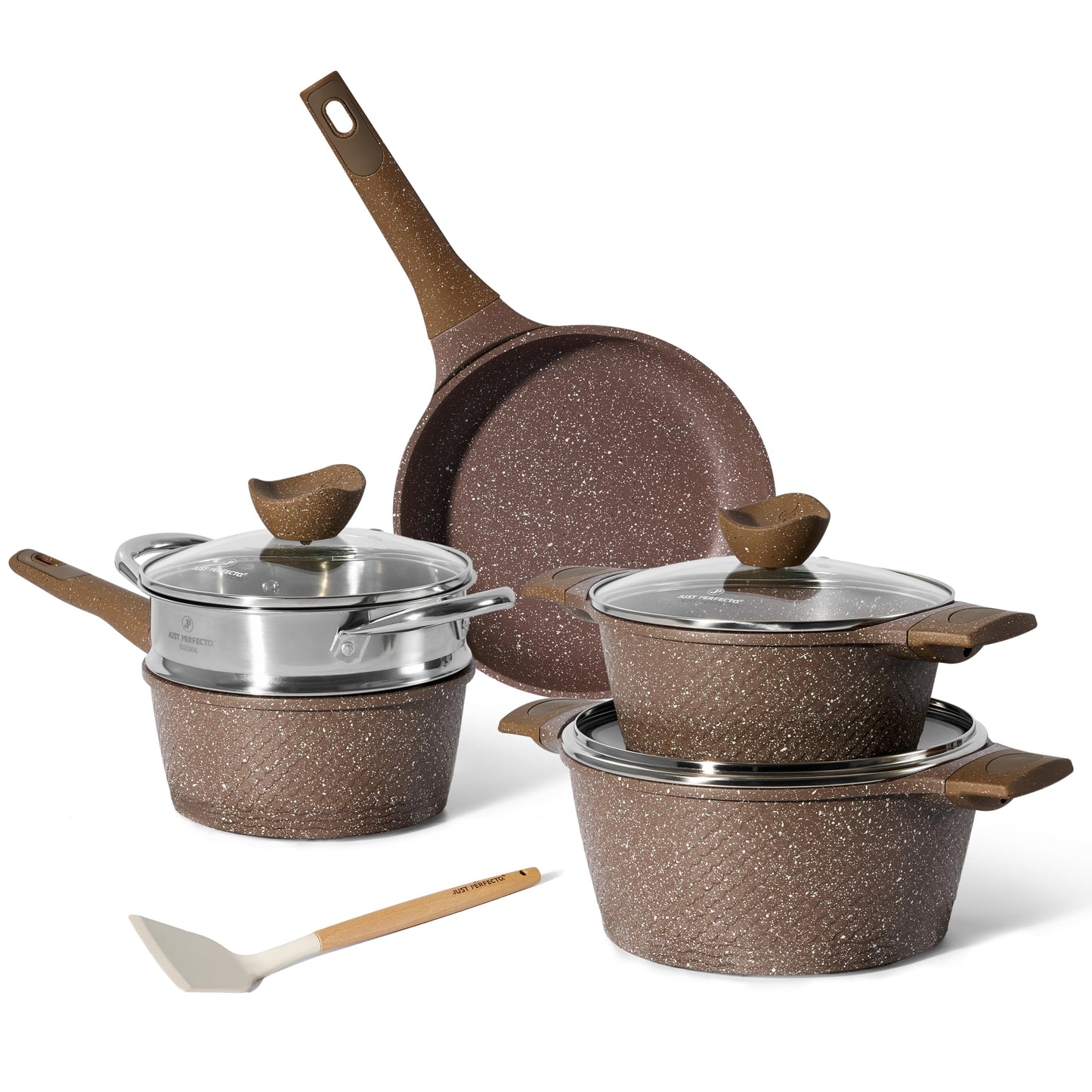 Just Perfecto Kochgeschirrset – 21-teilig – Induktion – Granit – Braun