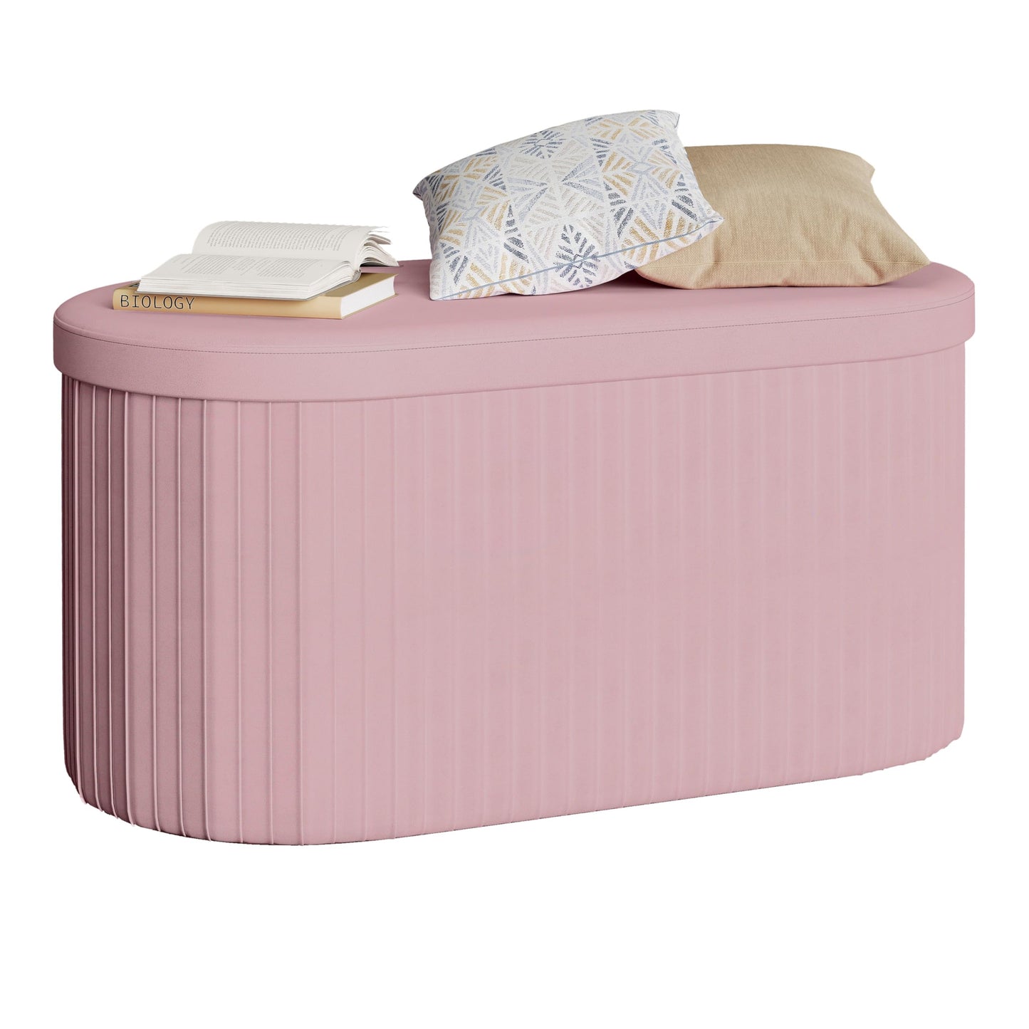 Woltu Aufbewahrungsbank – zusammenklappbar – 76 l – 76 × 38 × 38 cm – Pastellrosa