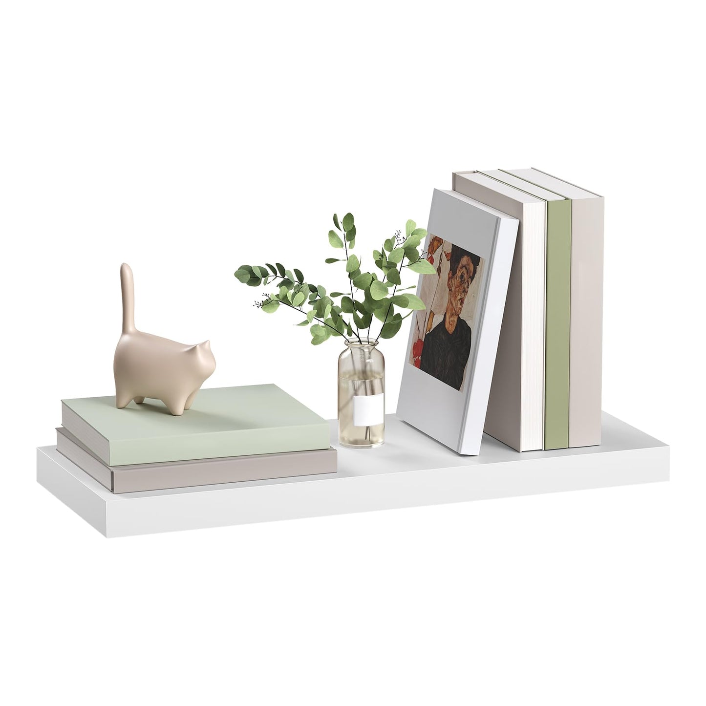 Woltu Wandregal – freihängend – MDF – 50 x 23 x 3,8 cm – Weiß