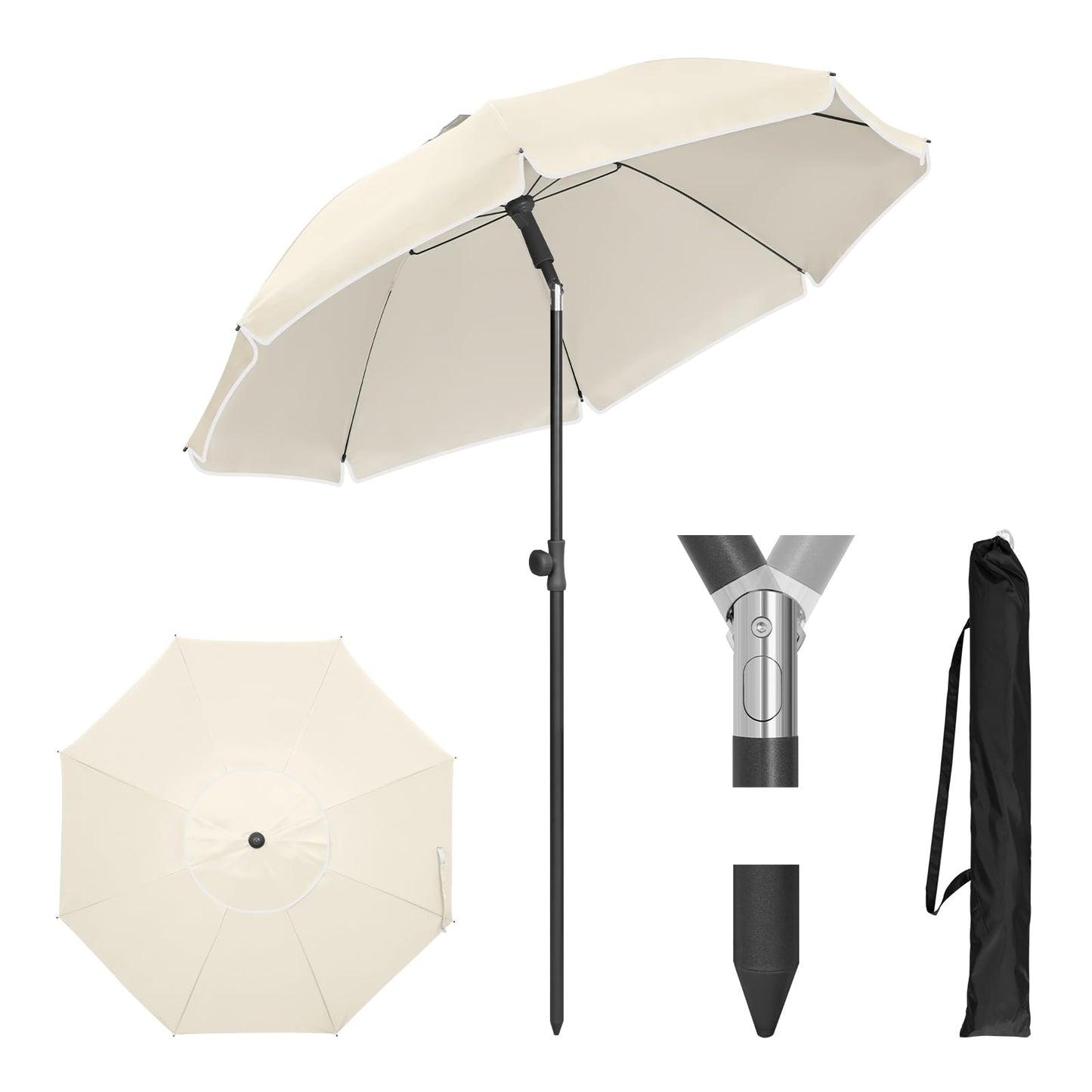 Woltu Balkon-Sonnenschirm – rund – verstellbar – 155 cm – beige