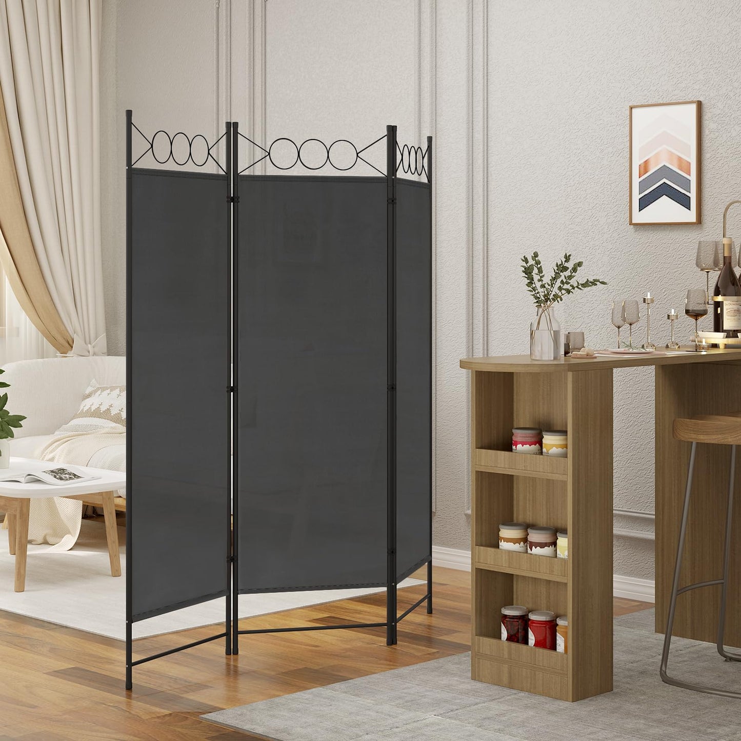 Woltu Raumteiler – 3 Paneele – zusammenklappbar – 167 x 172 cm – Dunkelgrau
