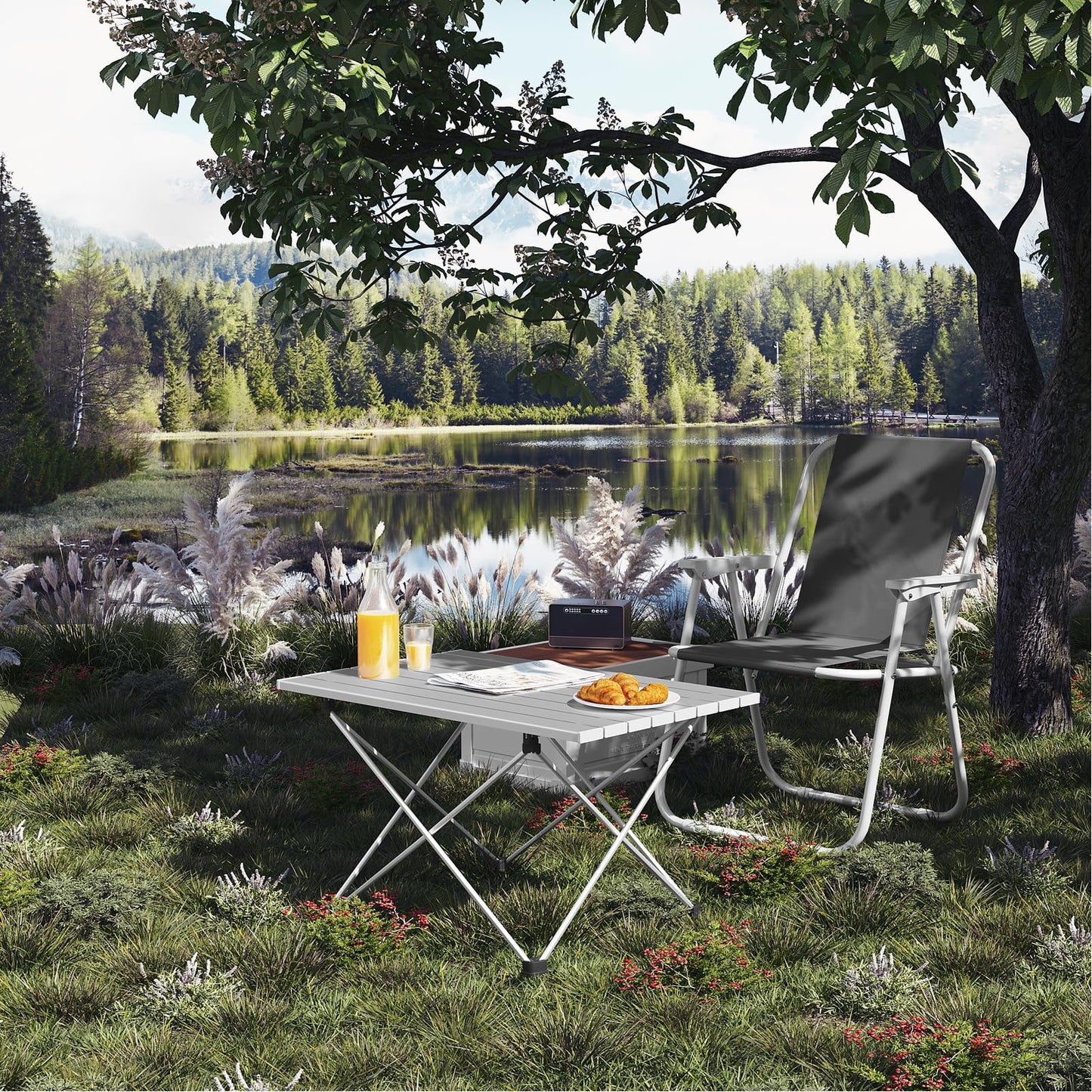 WOLTU Aluminium-Campingtisch – zusammenklappbar – ultraleicht 1,7 kg – 68 x 46 x 40 cm – silber`