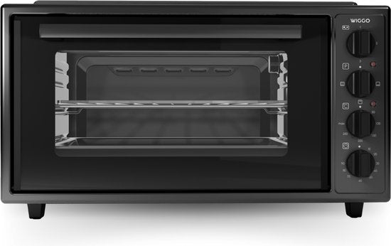 Wiggo WMO-E4562H(B) - Freistehender Mini-Backofen mit Kochfeld - Elektrisch - 60 CM - 45 Liter - 3534 W - 5 Jahre Garantie - Schwarz