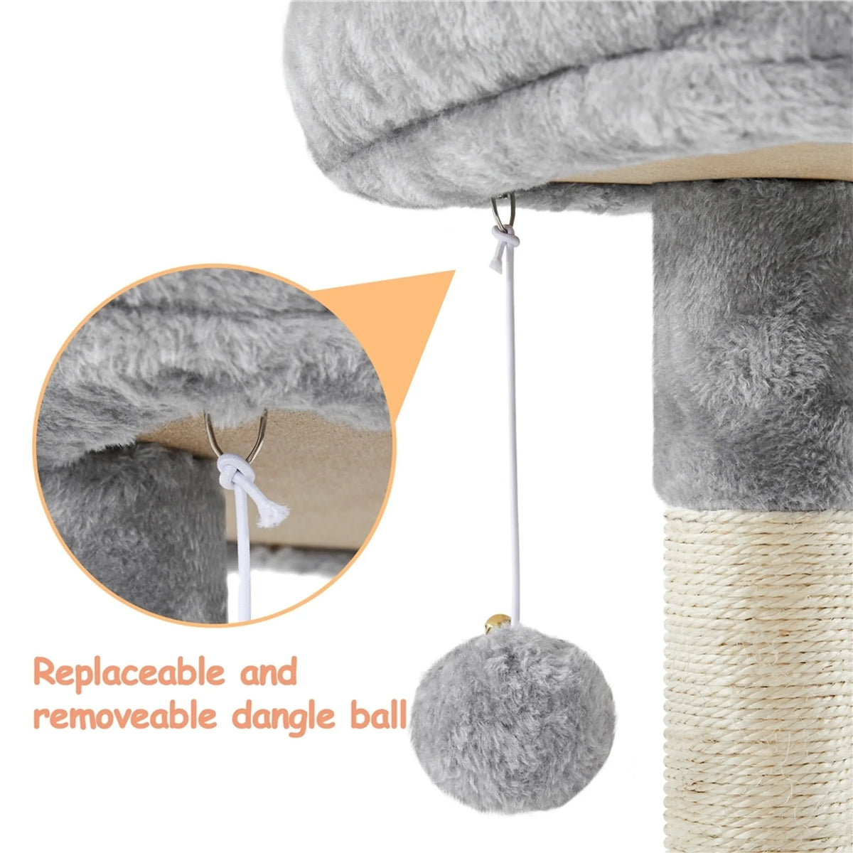 Yaheetech Kompakter Kratzbaum mit 3 Ebenen, 49,5 x 34,5 x 86,5 cm – stilvolles Hellgrau – Sisal und Plüsch
