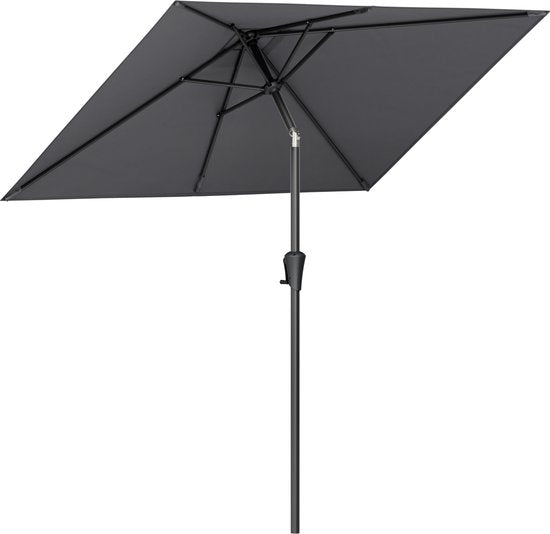 LifeGoods Sonnenschirm - Garten - 210x140cm - 30° neigbar - Wasserdicht - UPF50+ - Dunkelgrau