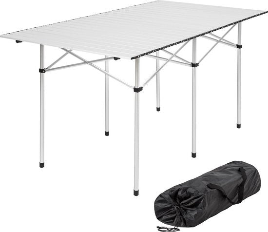 tectake - Campingtisch - Zusammenklappbar - Inkl. Tragetasche - 140 x 70 cm - Grau - 401170