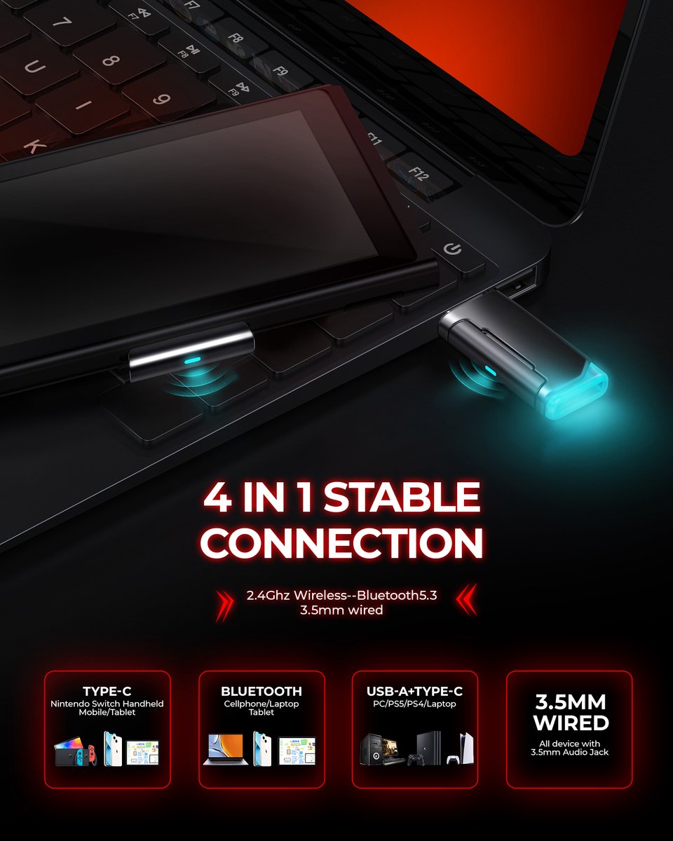 Valorise UG-08S Drahtloses Gaming-Headset 2.4Ghz Schwarz/Rot