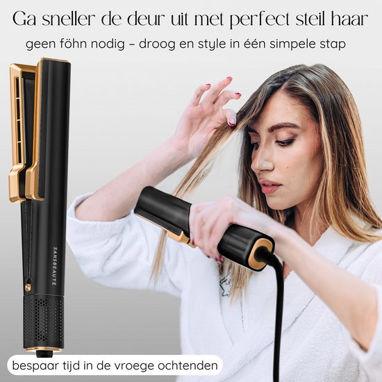 Sansbeauté® - Sanstraight Straightener - Wet-to-Dry - 2 in 1 - Haartrockner & Glätteisen - Coldshot - 80℃ bis 140℃ - Alternativer Dampfglätter