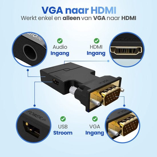 GarpexÂ® VGA-zu-HDMI-Adapter - 1080p Full HD - Analog zu Digital - Universal-Konverter