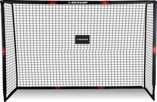 Dunlop Fußballtor - 300 x 200 x 120 cm - Outdoor - für Kinder und Erwachsene - schnelle Montage - Metall - Schwarz/Rot