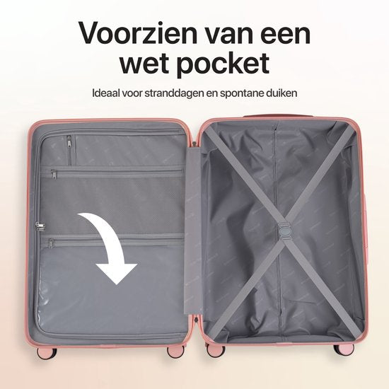 SKYCASES Classic Heritage - Großer Reisekoffer - TSA-Schloss - 76x52x30 cm - 100L - XL Rollkoffer - 360° geräuschlose Rollen - Leichtgewicht - Trolley - Pink