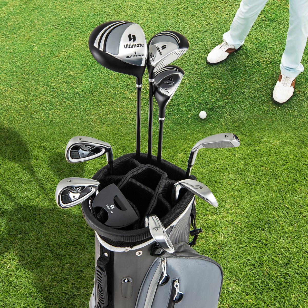Coast Herren-Golfset – 9-teilig – für Rechtshänder – inklusive Regenschutzhülle – Grau
