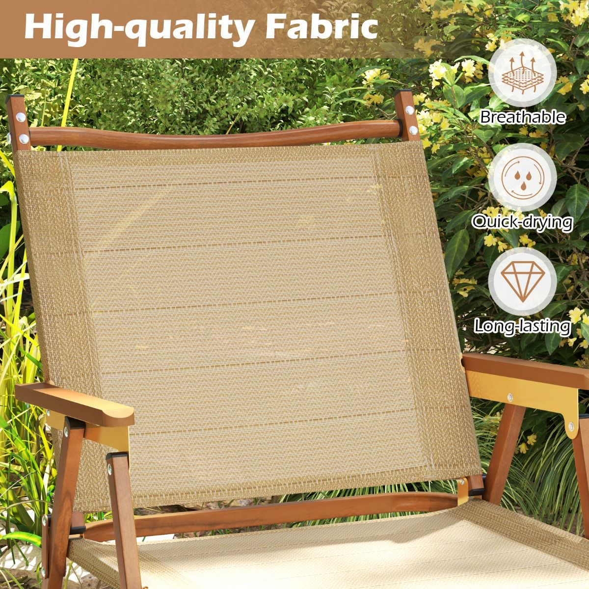 Coast 2er-Set klappbare Campingstühle – Leichter Aluminiumrahmen – Ergonomisches Design – Beige