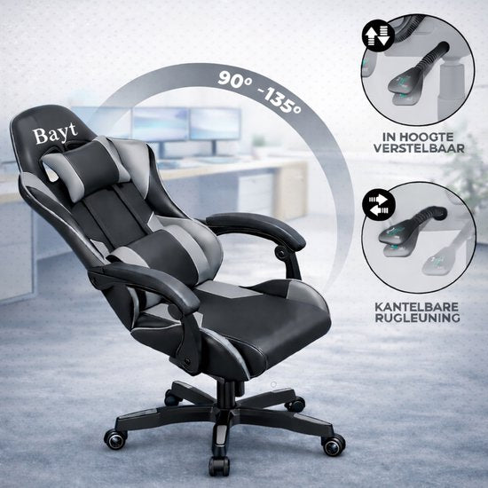 Bayt Gaming Chair - Gaming Stuhl - Ergonomischer Bürostuhl - Schwarz - Verstellbar